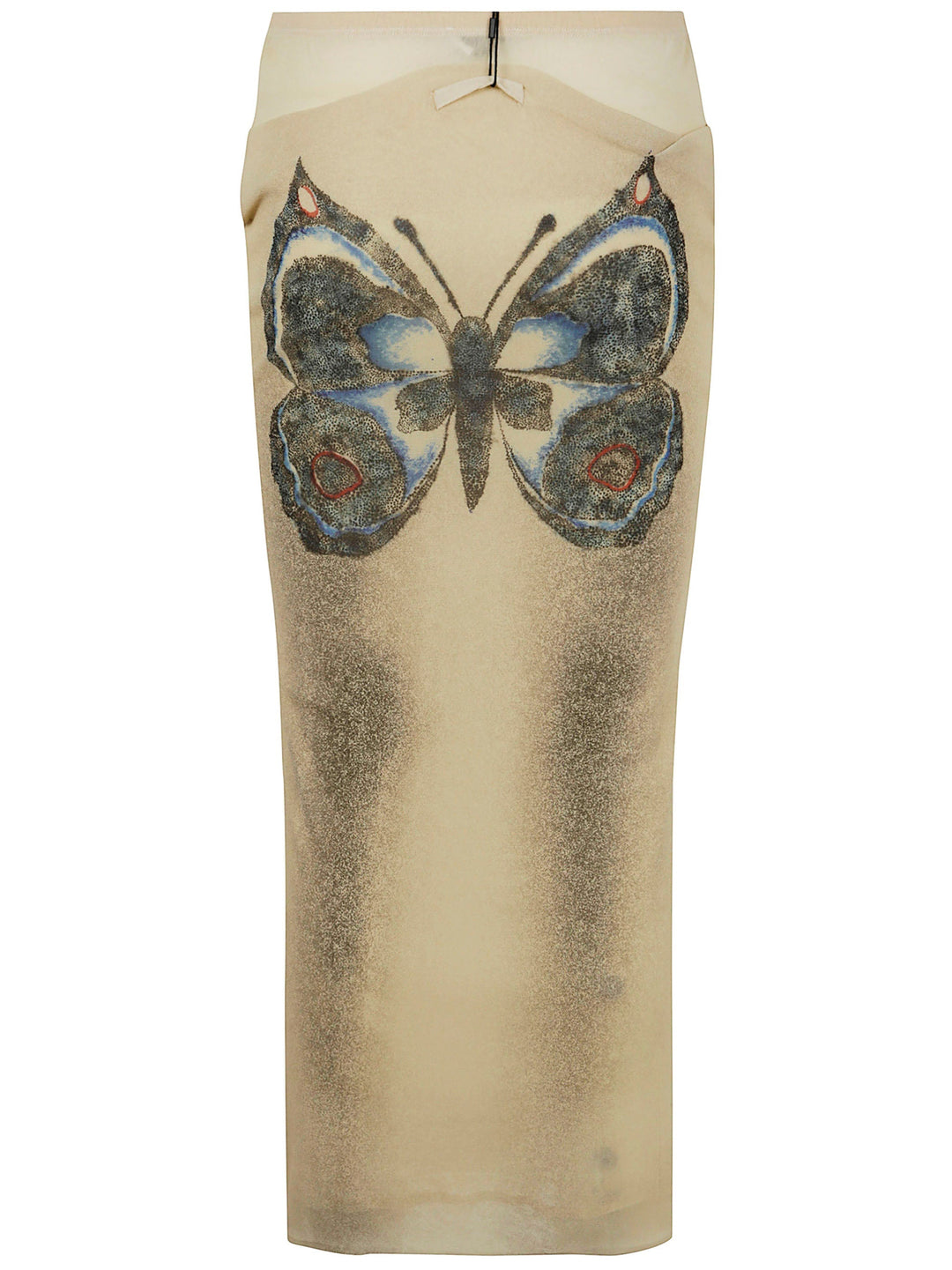 Jean Paul Gaultier Women Mesh Skirt Double Layer Printed "Tattoo Rose & Bird"