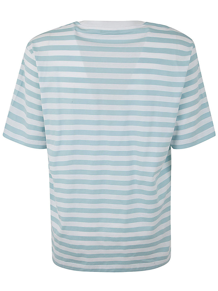 Versace Men T-Shirt Striped Jersey Fabric + Embroidered Versace Nautical Emblem