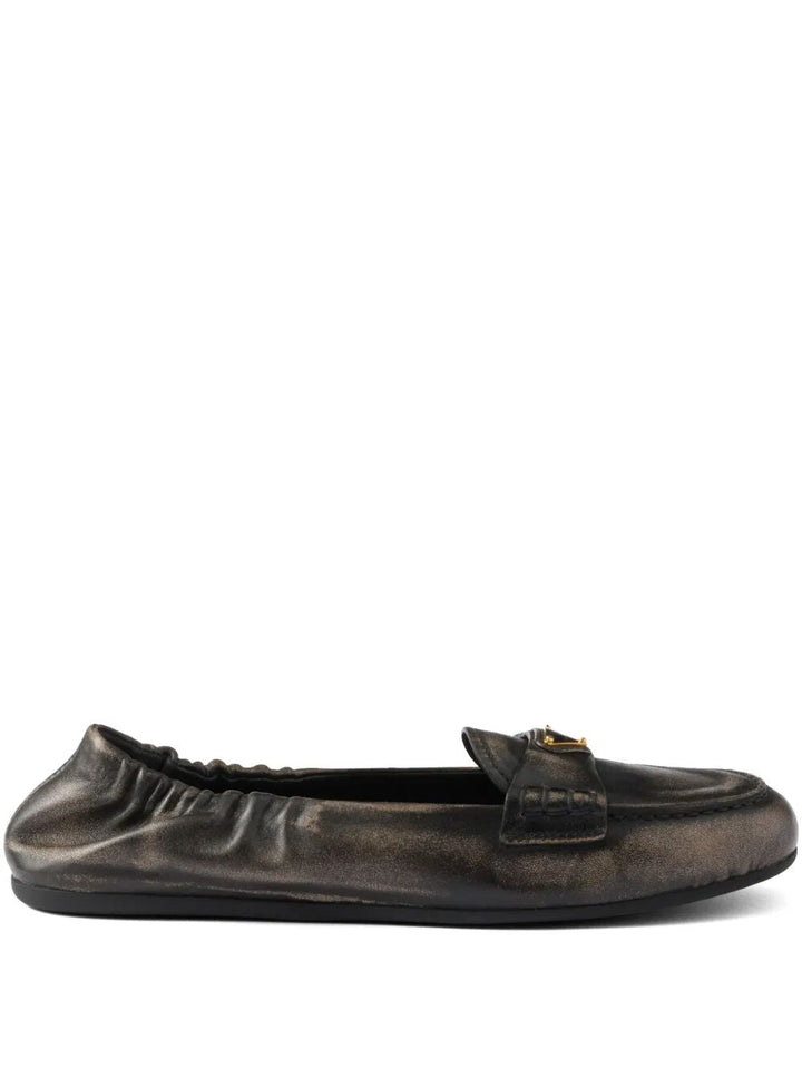 Prada Women Deconstructed And Flexible Nappa Leather Loafers