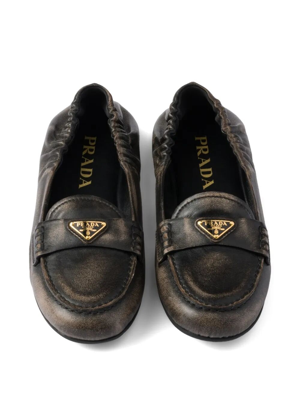 Prada Women Deconstructed And Flexible Nappa Leather Loafers