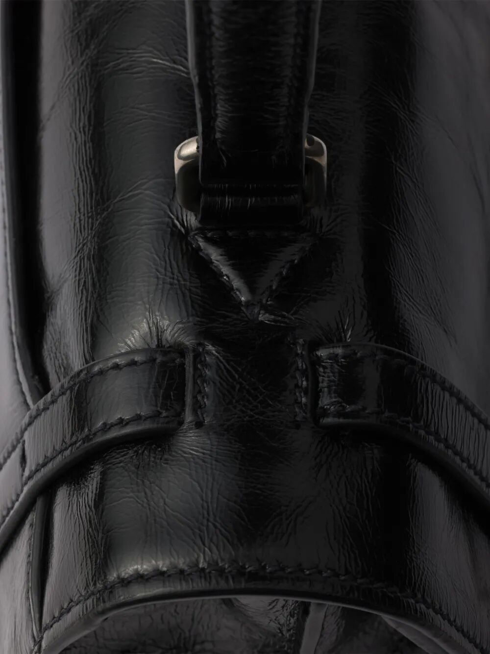 Prada Women Medium Glossy Finish Leather Work Handbag