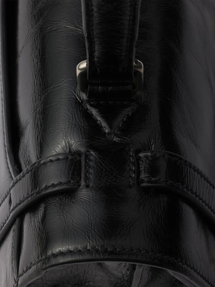 Prada Women Medium Glossy Finish Leather Work Handbag