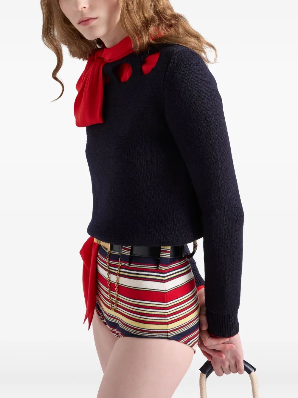 Prada Women Cotton Boat Neck Sweater