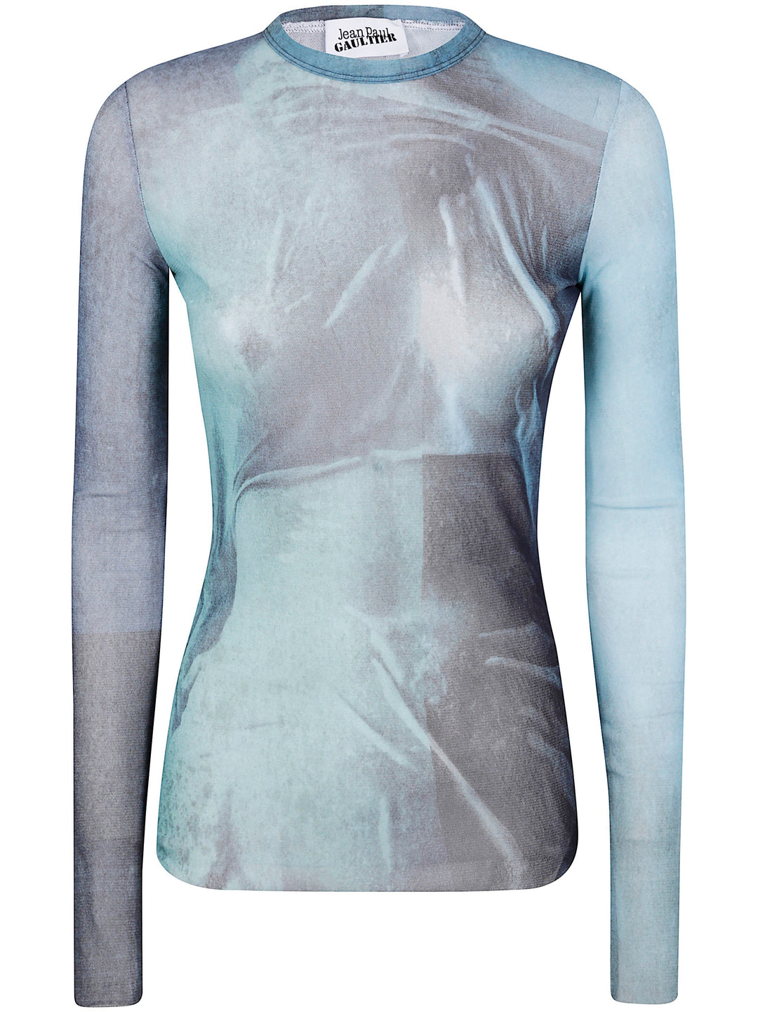 Jean Paul Gaultier Women Mesh Long Sleeves Top Printed "Water"