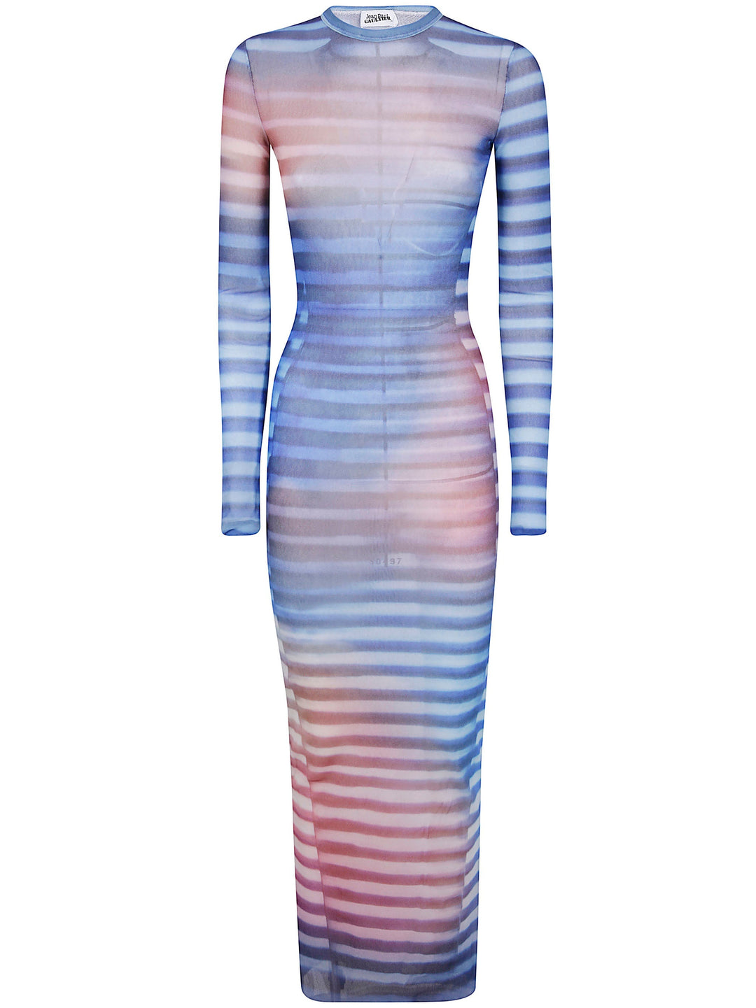 Multicolored striped dress on a white background