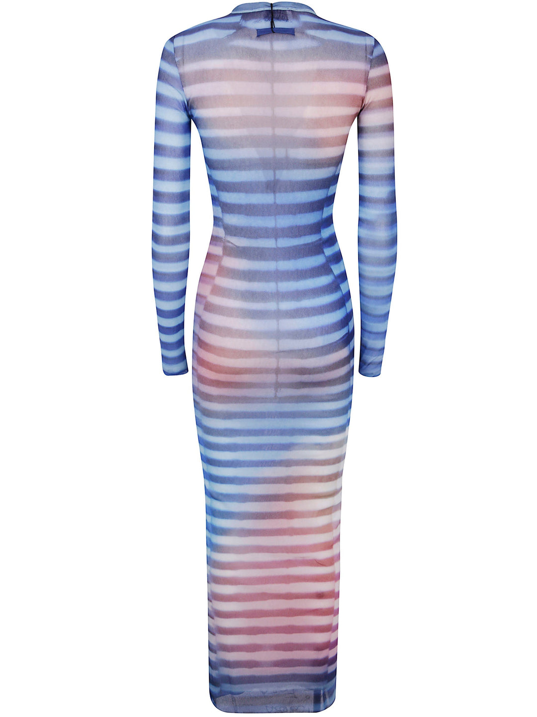 Multicolored striped dress on a white background