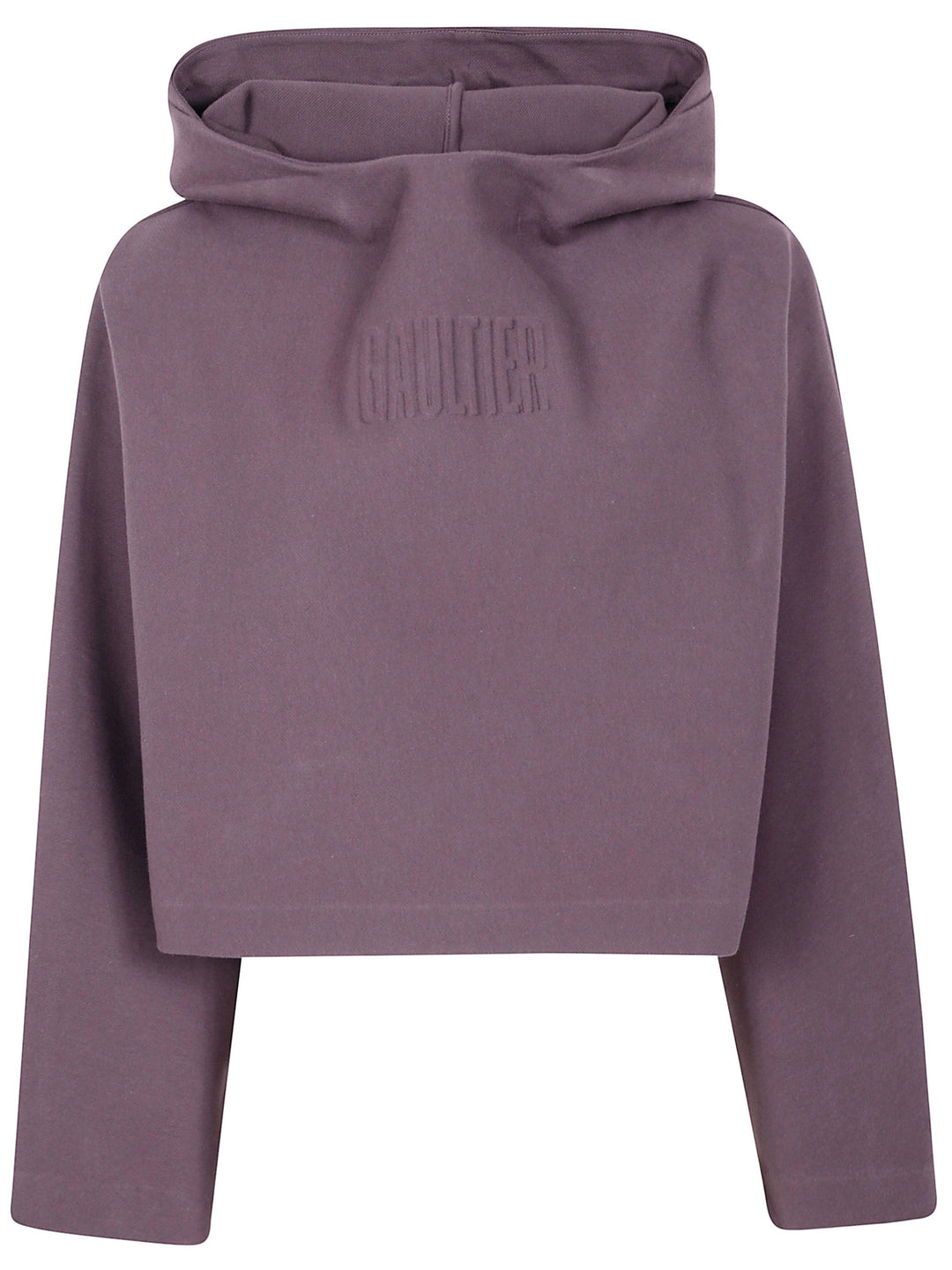 Purple hoodie with a brand logo on a white background