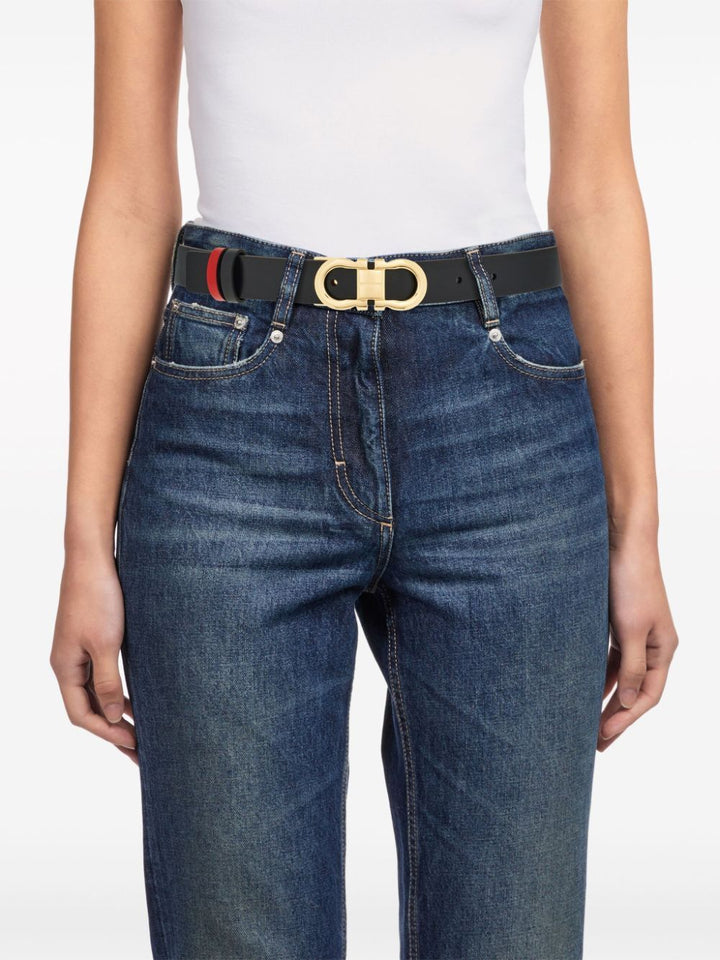 Ferragamo Women Smooth Leather Reversible Gancini Belt