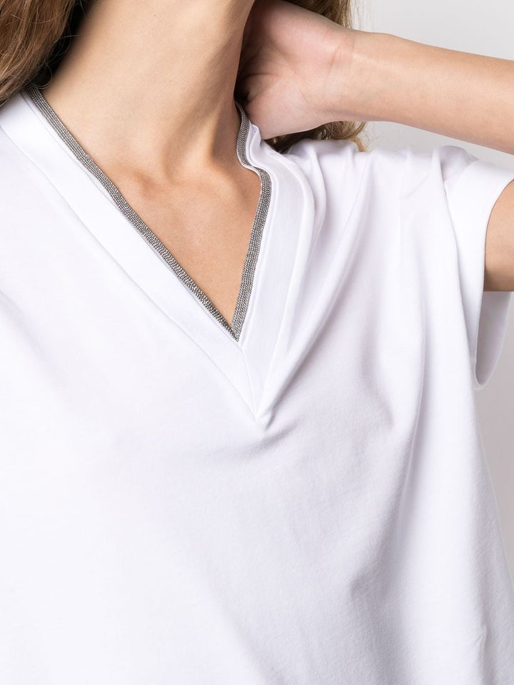 Brunello Cucinelli Women T-Shirt With `Precious` Neckline