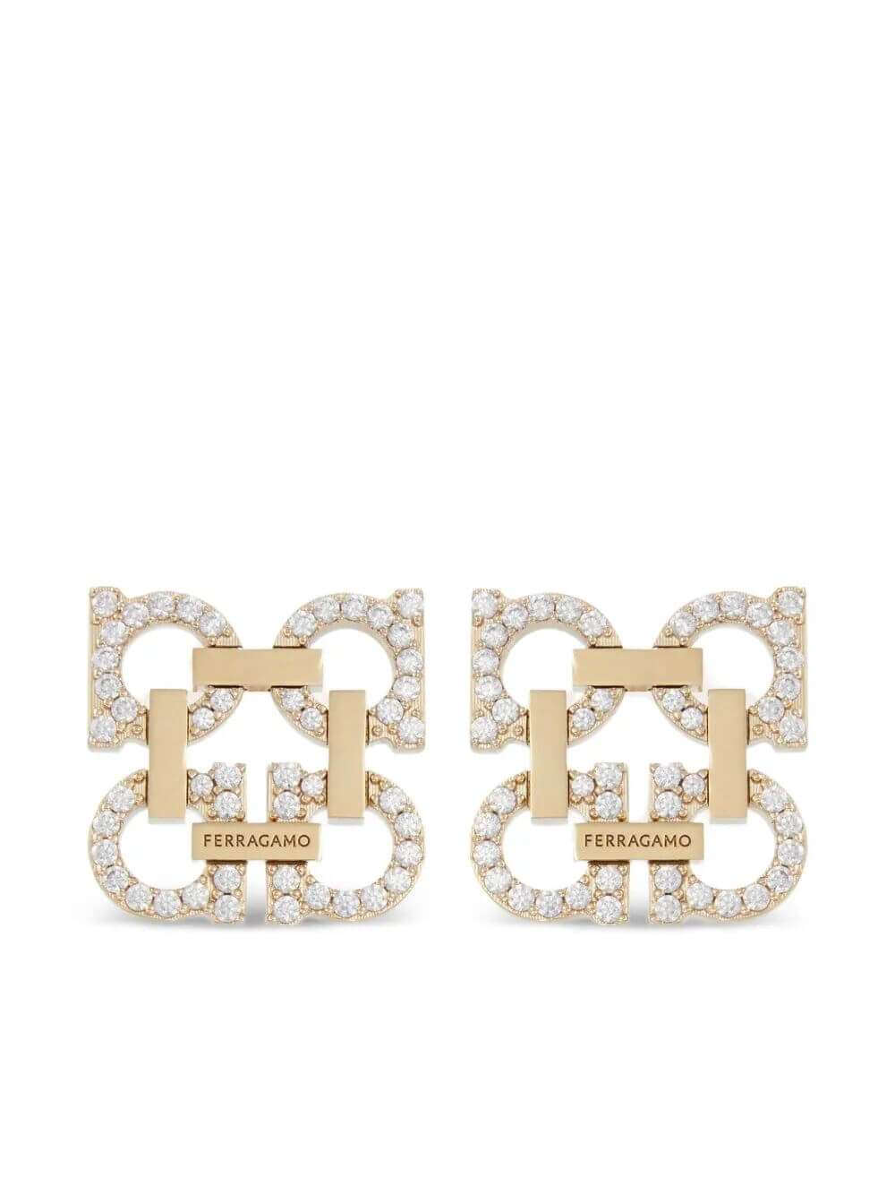 Ferragamo Women Crystal Embellished Four Gancini Clip On Earrings