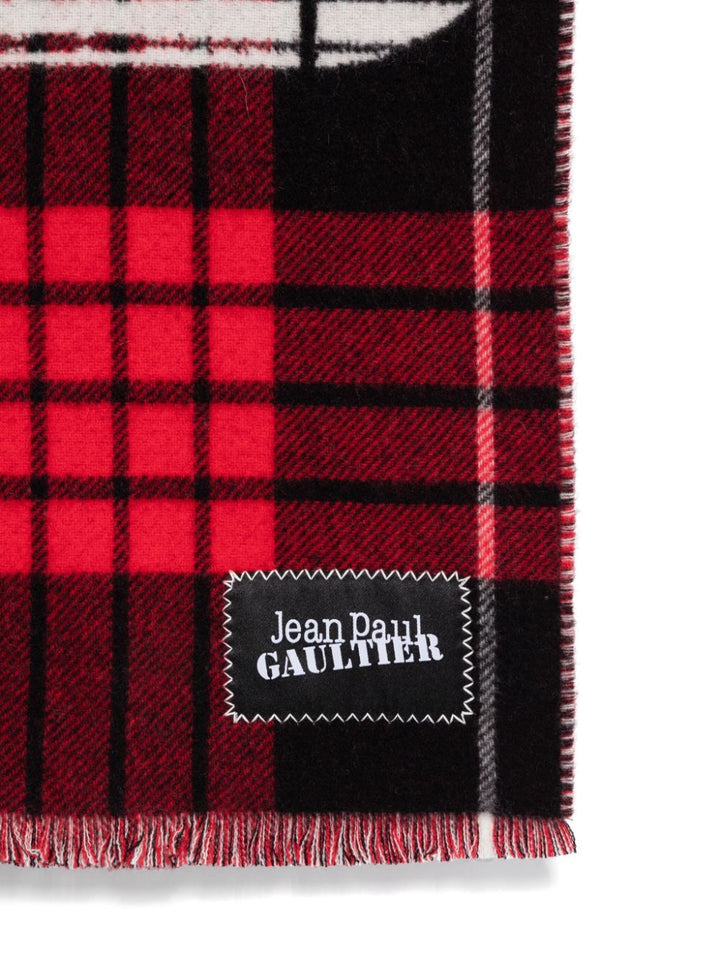 Jean Paul Gaultier Women Tartan Wool Scarf With "Gaultier" Logo