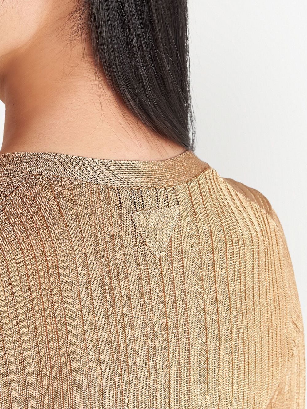 Prada Women V-Neck Lamé Viscose Cardigan