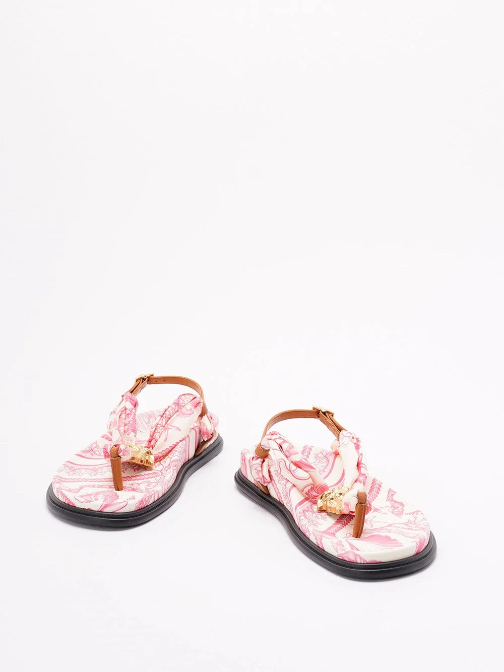 Versace Women Fabric And Calf Leather Sandals