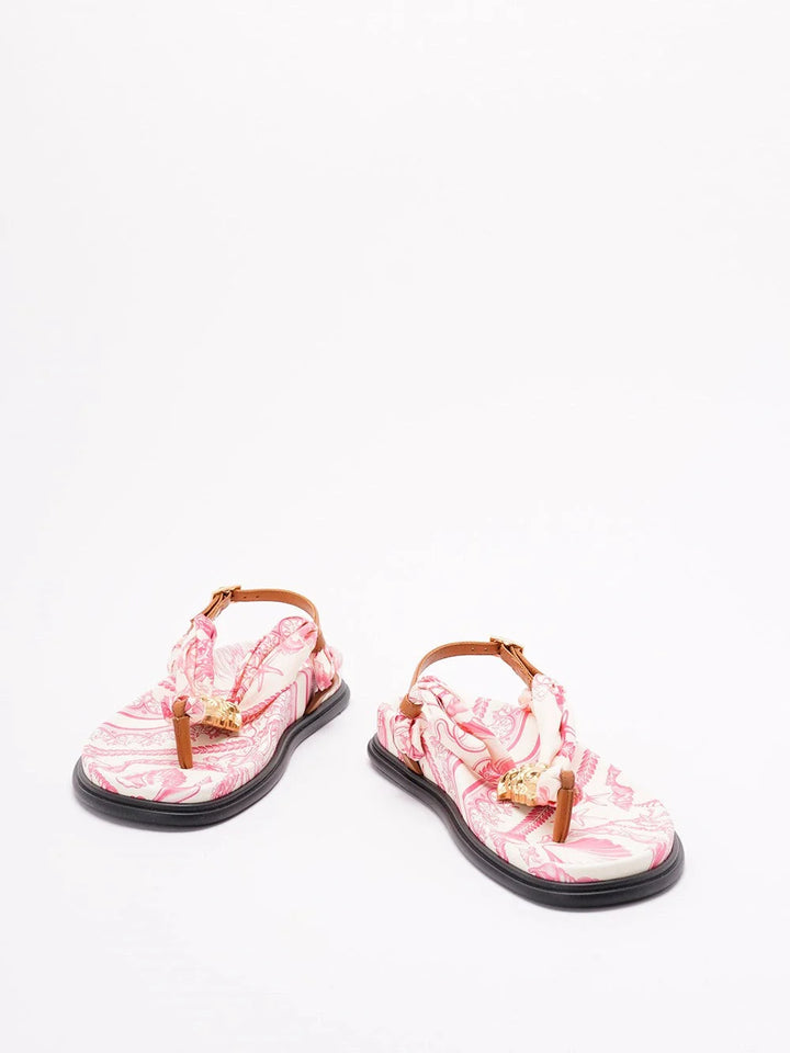 Versace Women Fabric And Calf Leather Sandals