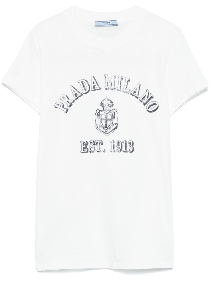 Prada Women Logo Print Jersey T-Shirt