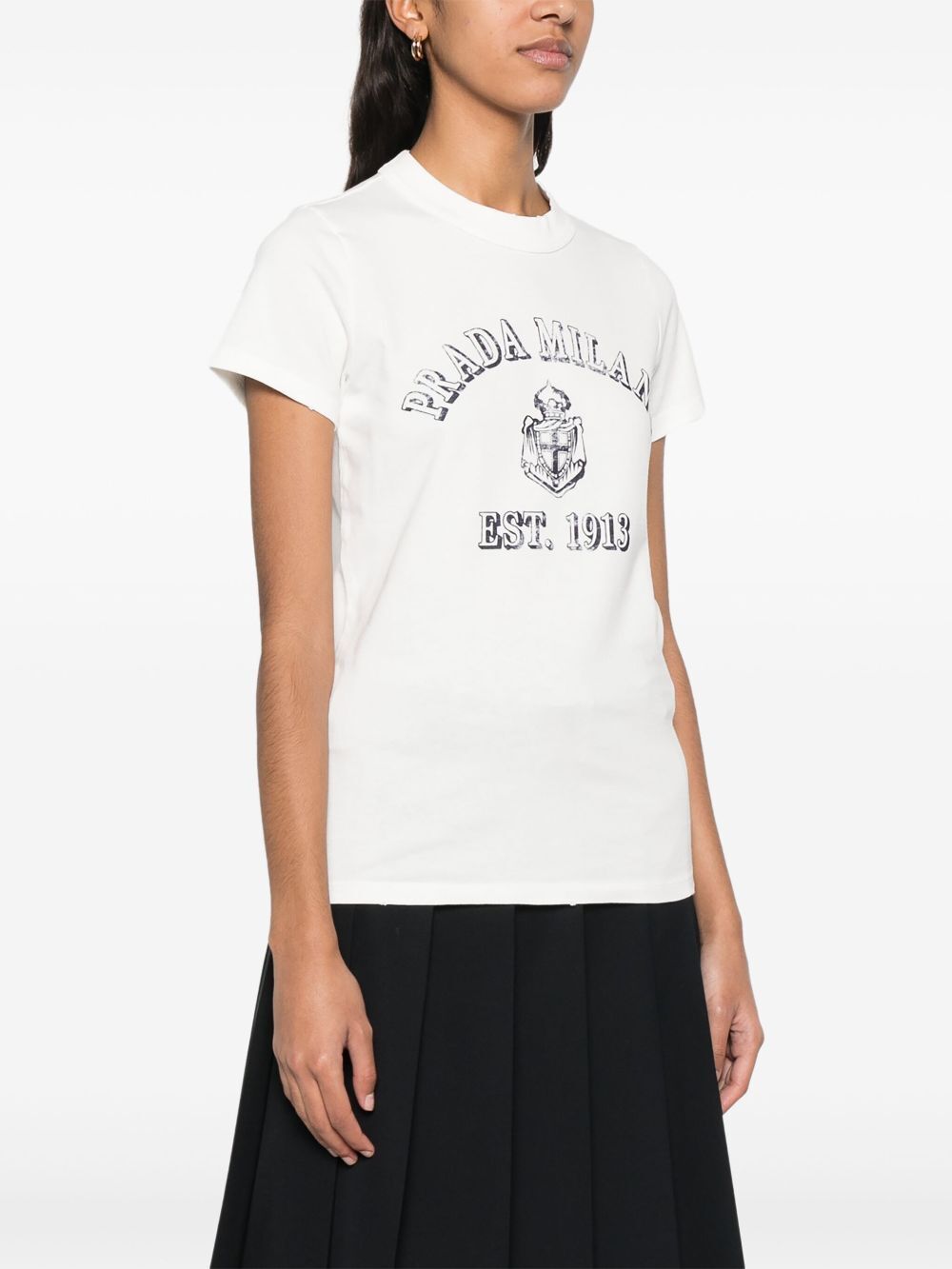 Prada Women Logo Print Jersey T-Shirt