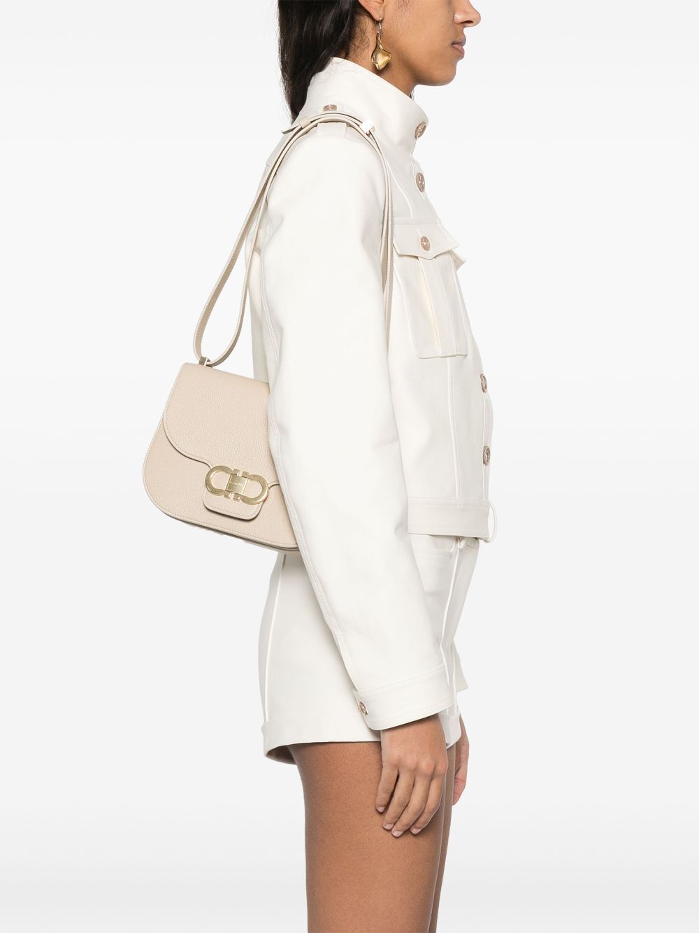 Ferragamo Women Double Gancini Cross Body Flap Bag