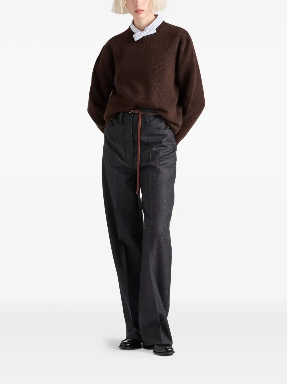 Prada Women Wool And Cashmere Crew-Neck Sweater