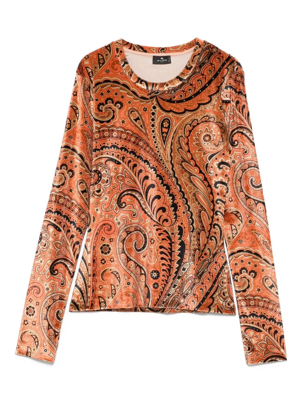 Etro Women Paisley-Print Long-Sleeved Velvet Top