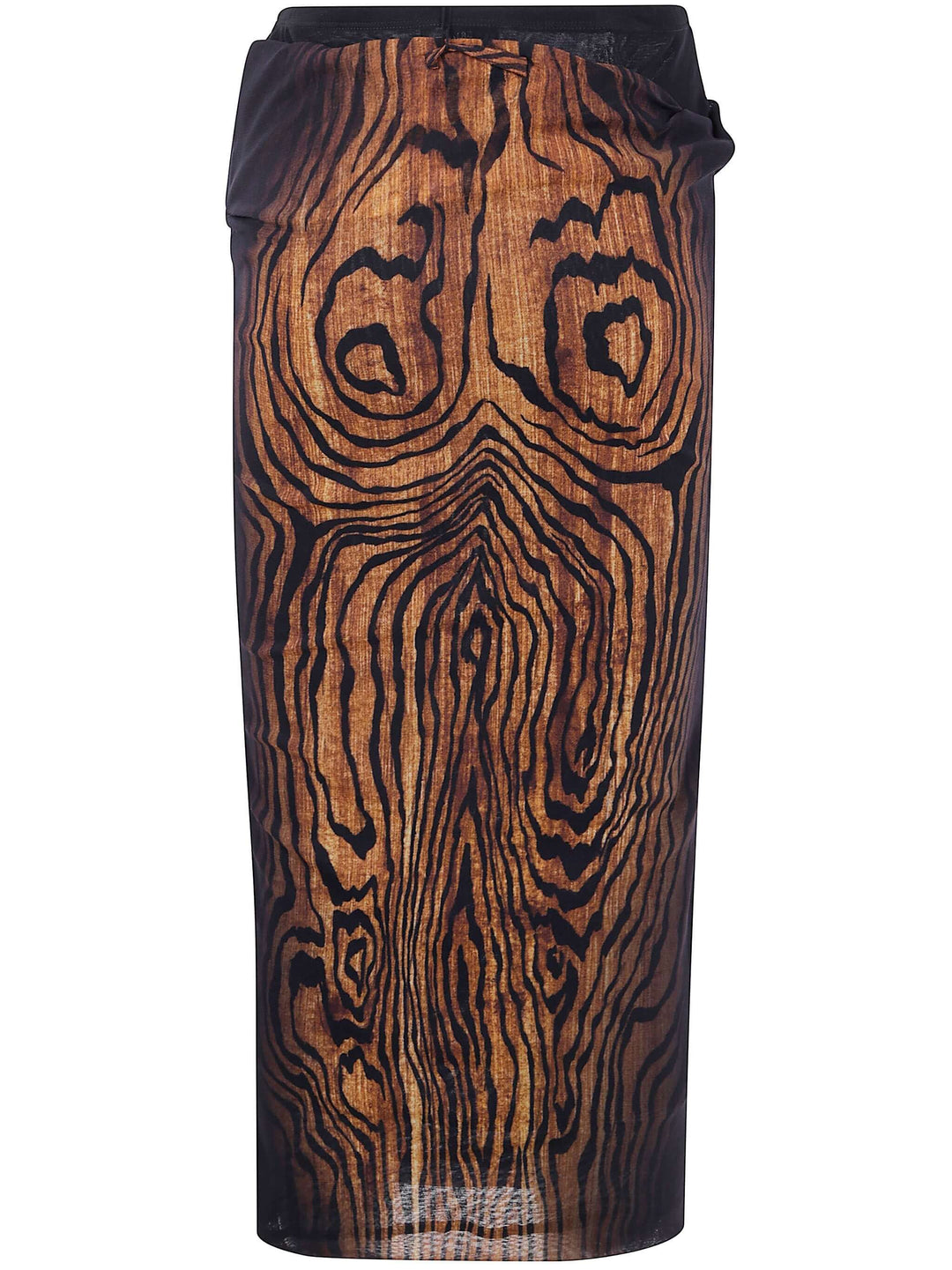 Jean Paul Gaultier Women Mesh Skirt Double Layer Printed "Wood"