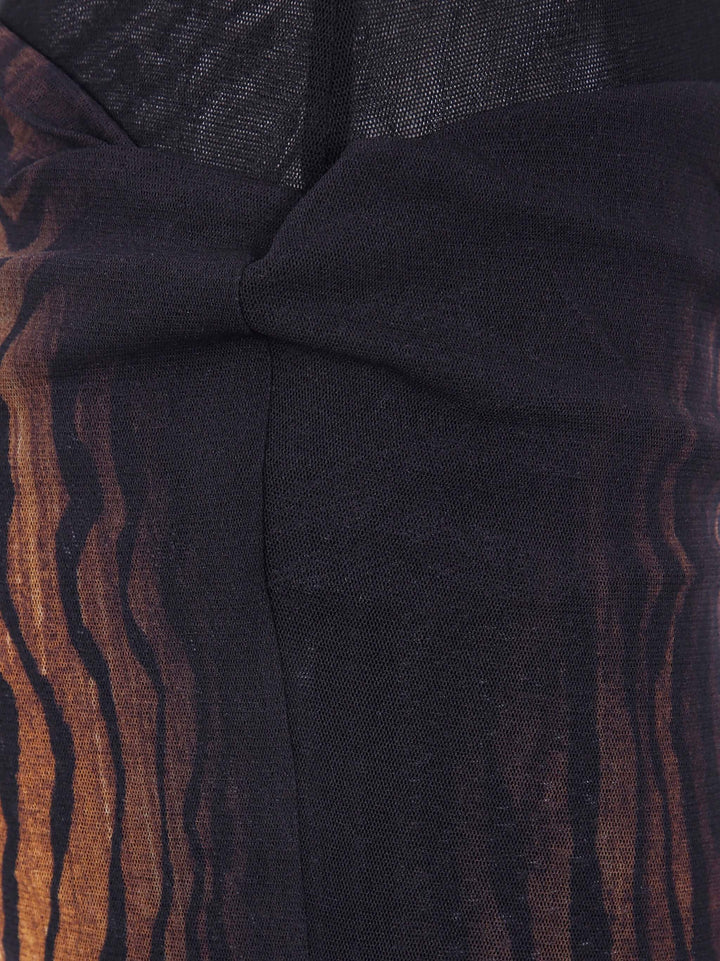 Jean Paul Gaultier Women Mesh Skirt Double Layer Printed "Wood"