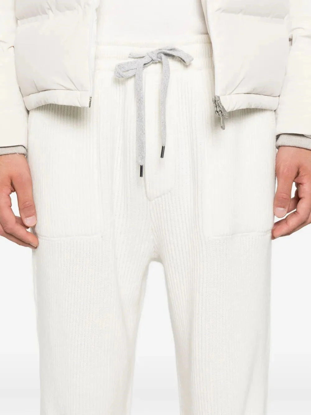 Brunello Cucinelli Men Cashmere English Rib Knit Track Pants