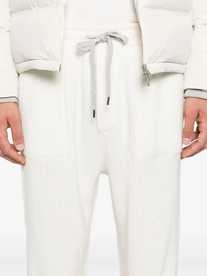 Brunello Cucinelli Men Cashmere English Rib Knit Track Pants