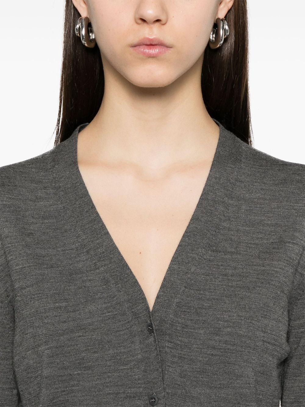 Prada Women V-Neck Lightweight Knit Wool Cardigan