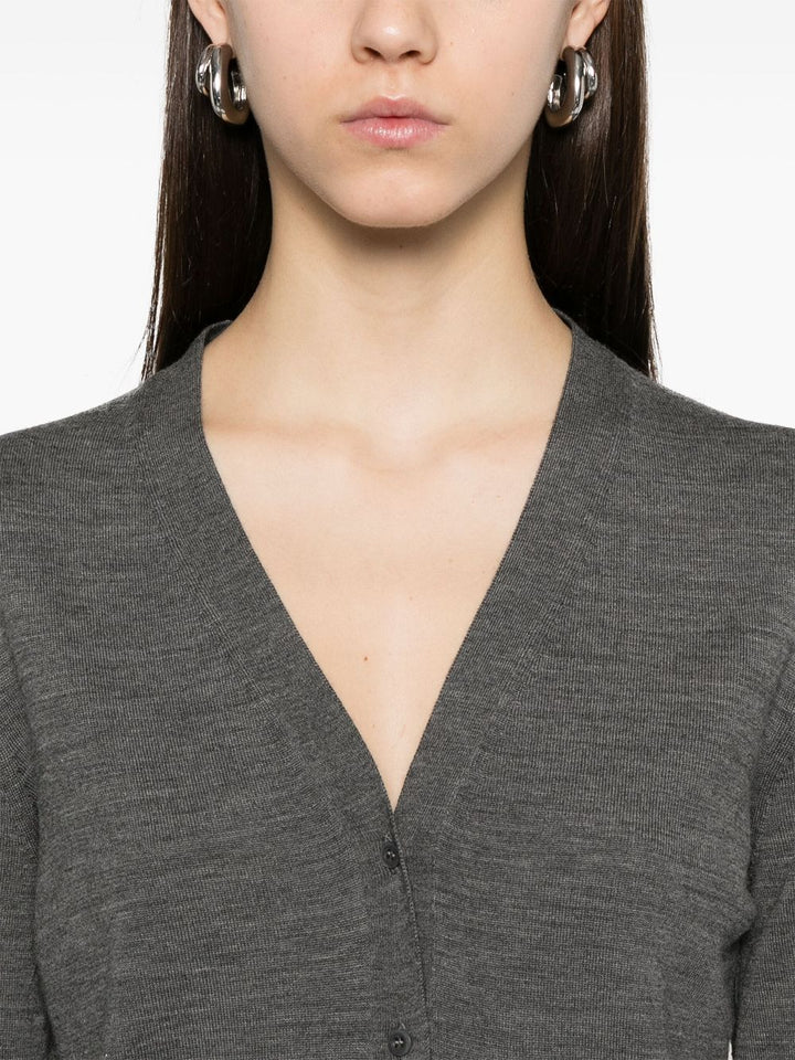 Prada Women V-Neck Lightweight Knit Wool Cardigan