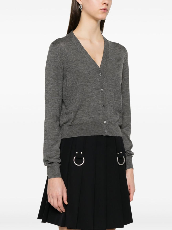 Prada Women V-Neck Lightweight Knit Wool Cardigan