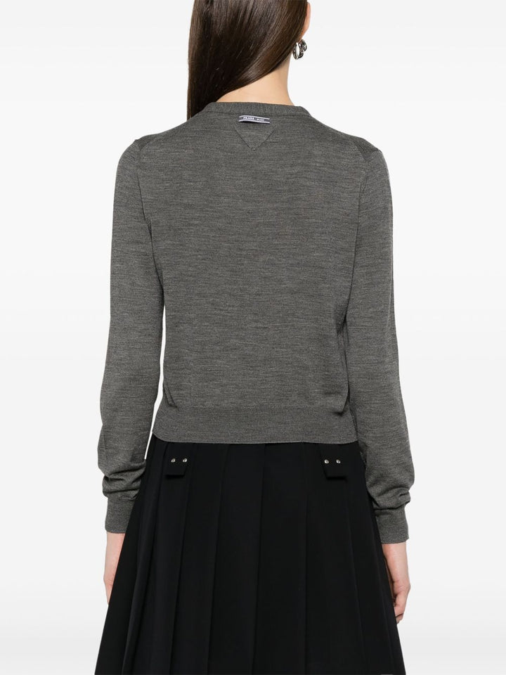 Prada Women V-Neck Lightweight Knit Wool Cardigan