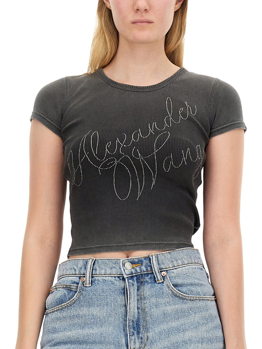 Alexander Wang Women Rhinestone Logo T-Shirt