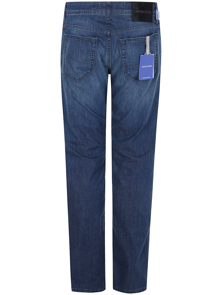 Jacob Cohen Men Pant 5 Pocket Slim Fit Bard Denim Blue Stretch