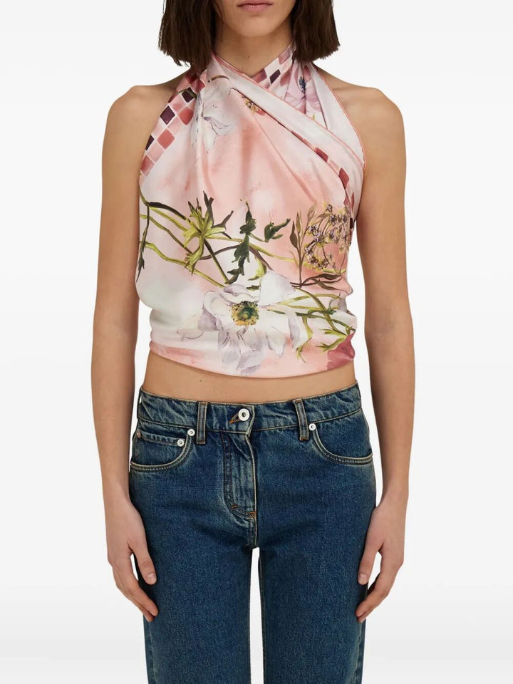 Ferragamo Women Flowersa-Print Silk Scarf