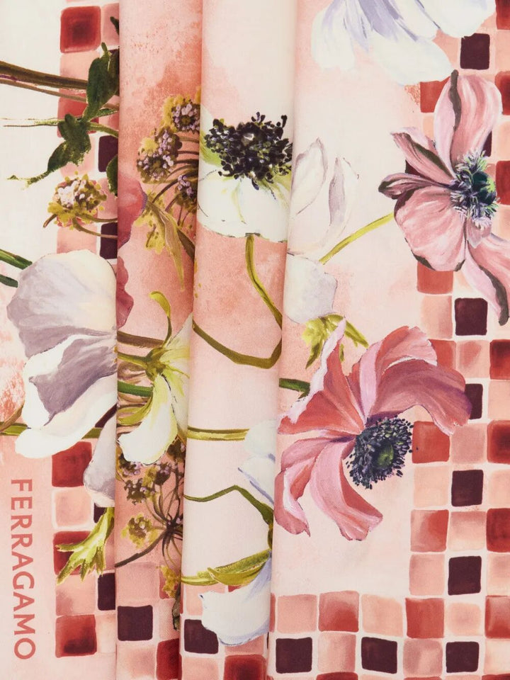 Ferragamo Women Flowersa-Print Silk Scarf