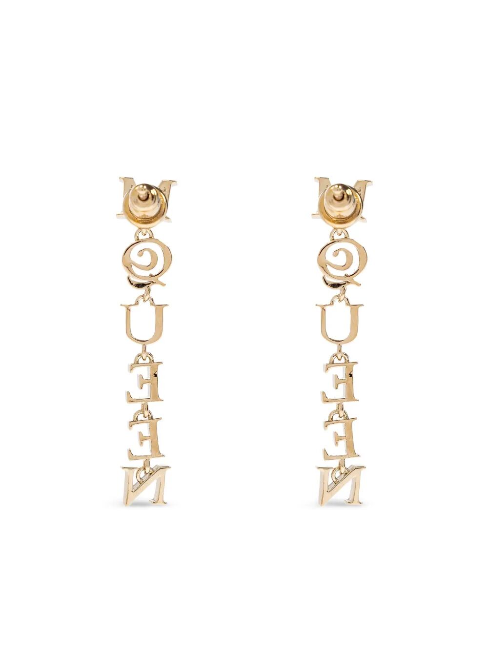 Alexander Mcqueen Women Pale Gold-Finished Logo Pendant Earrings