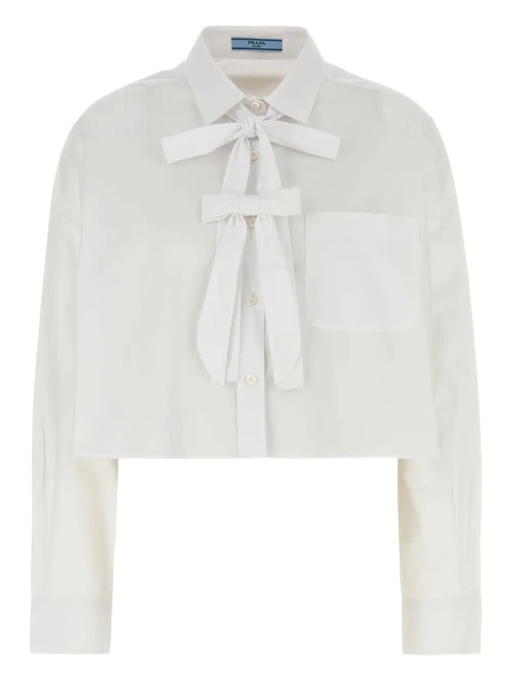Prada Women Bow-Detail Cropped Shirt