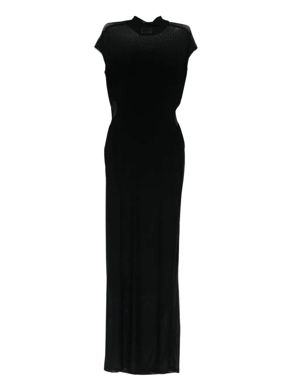 Black sleeveless dress on a white background