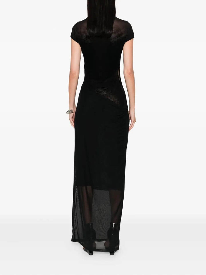 Black evening gown on a white background
