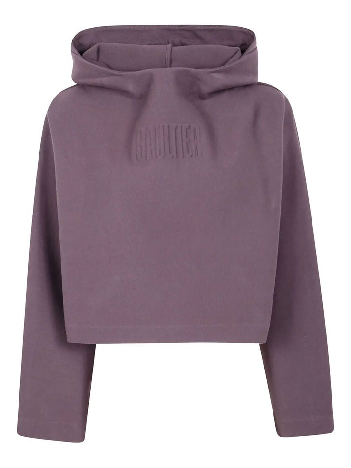 Purple hoodie with brand logo on a white background