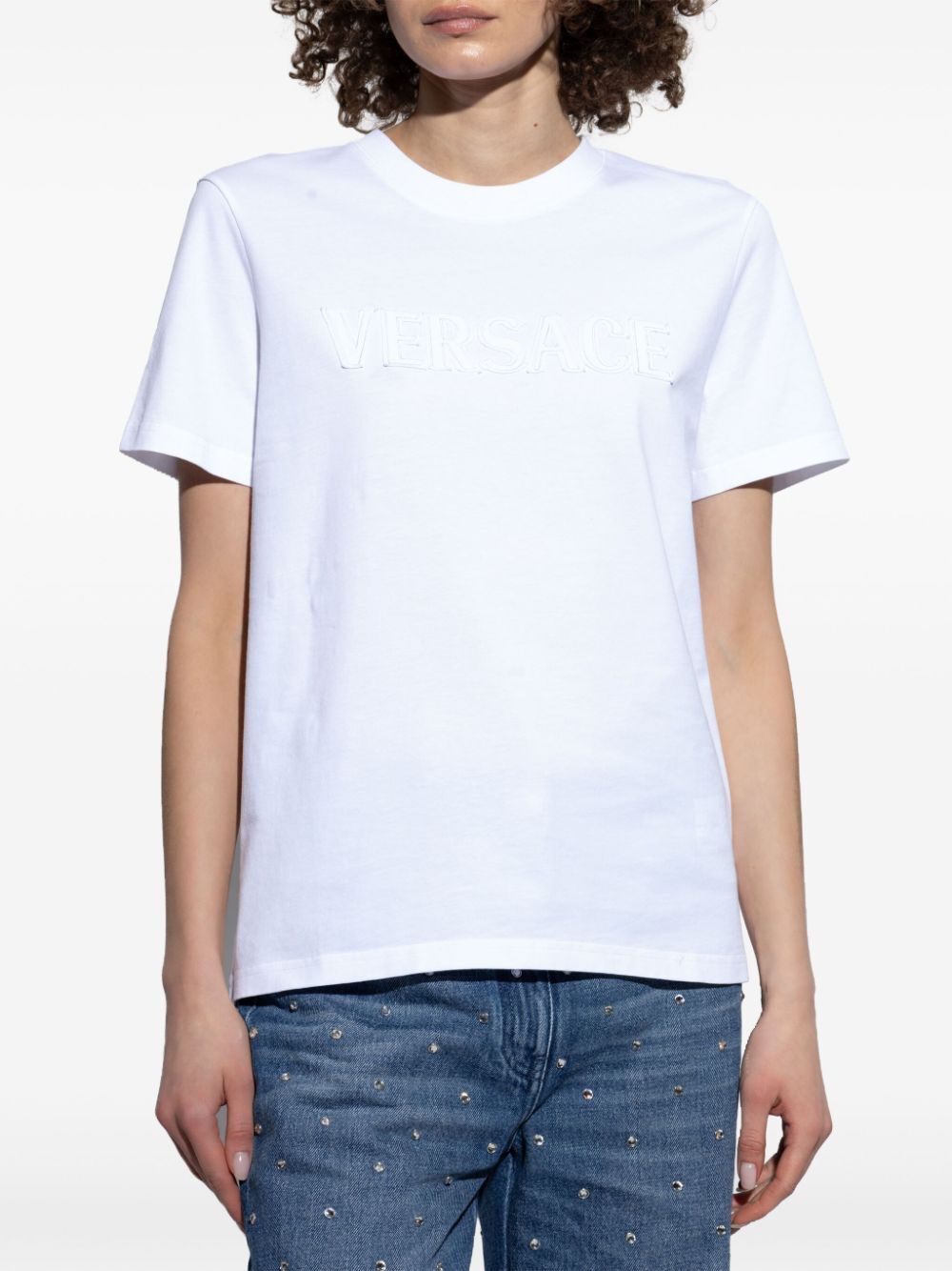 Versace Women Fringed Logo T-Shirt