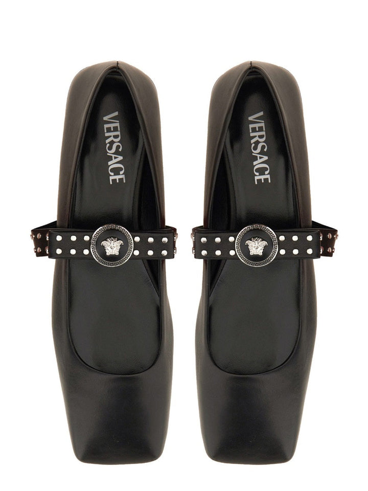 Versace Women Ballerina "Gianni" Ribbon With Studs