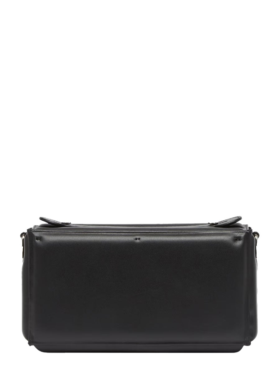 Black leather clutch bag on a white background