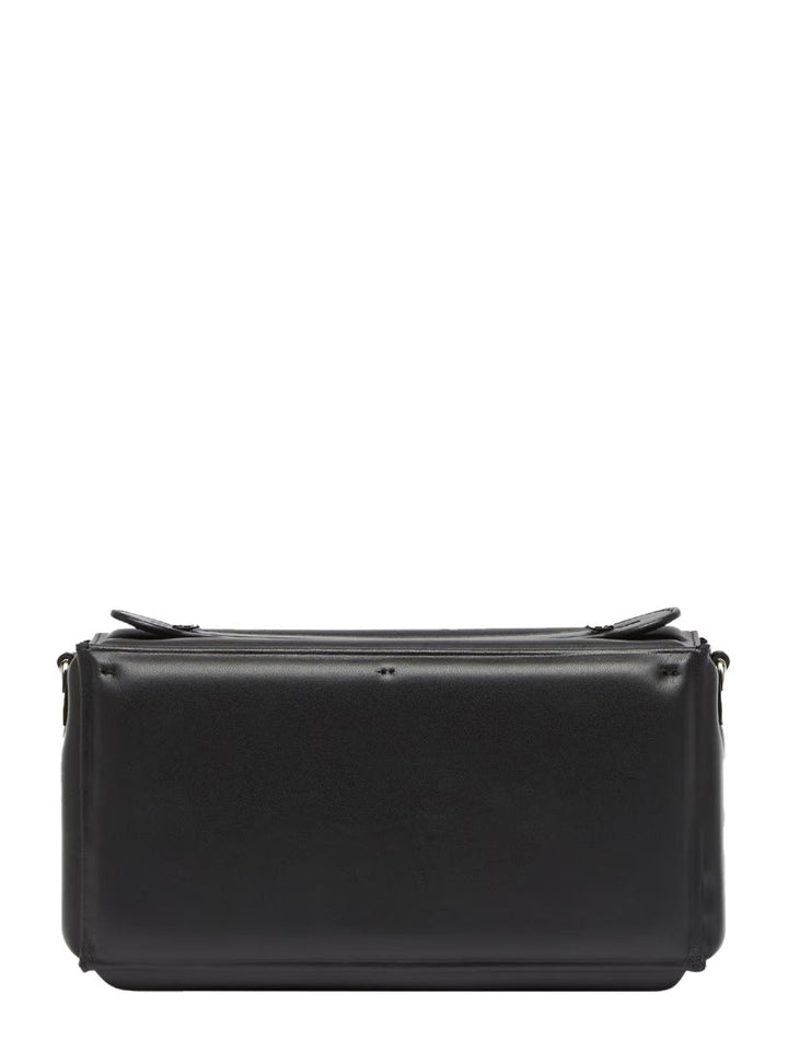 Black leather clutch bag on a white background