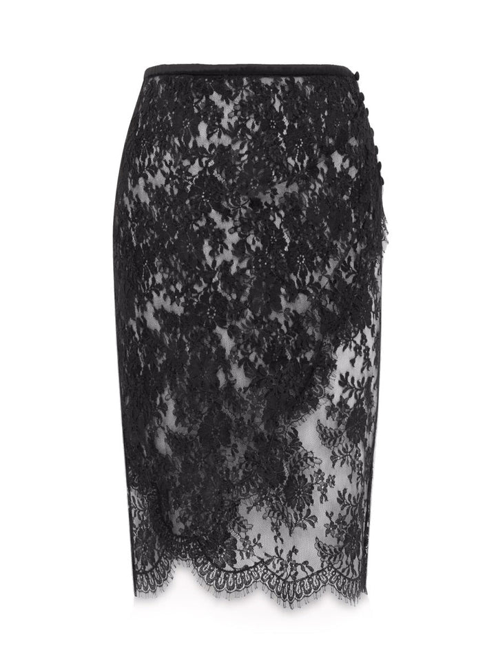 Saint Laurent Women Lace Wrap Pencil Skirt