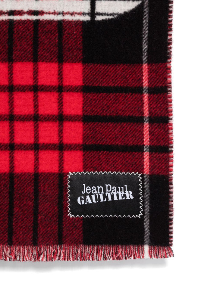 Jean Paul Gaultier Women Tartan Wool Scarf With "Gaultier" Logo