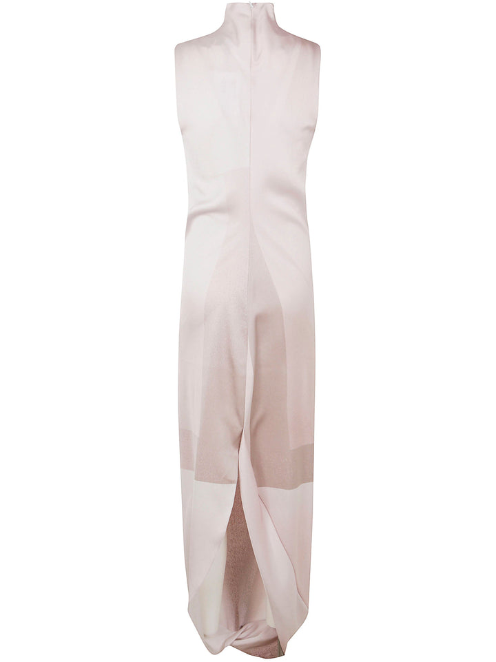 Jean Paul Gaultier Women Draped Long Dress With Trompe L`Œil Print