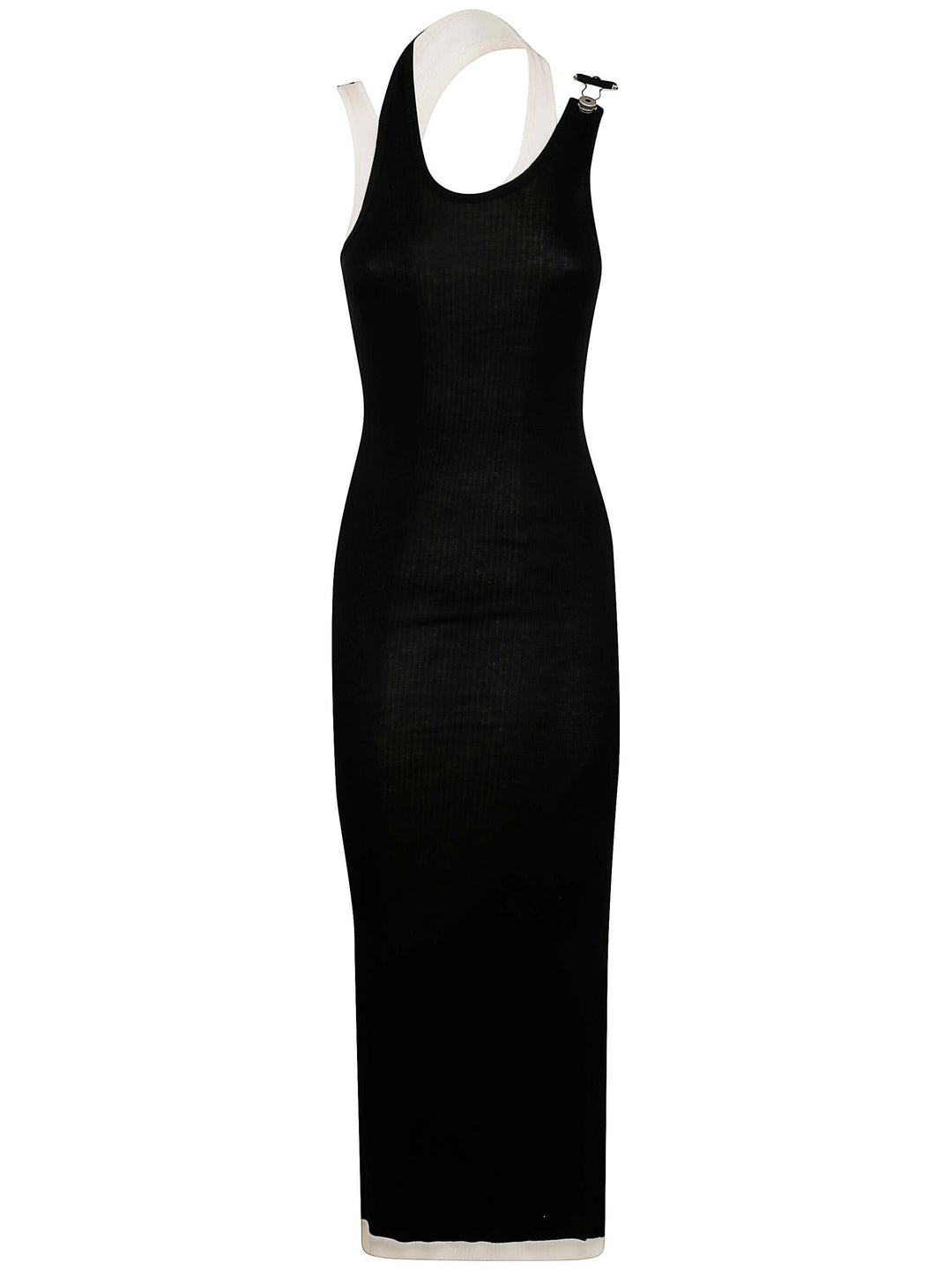 Jean Paul Gaultier Women Cotton Ribbed Twisted Double Layer Sleeveless Dress