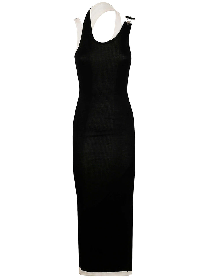 Jean Paul Gaultier Women Cotton Ribbed Twisted Double Layer Sleeveless Dress