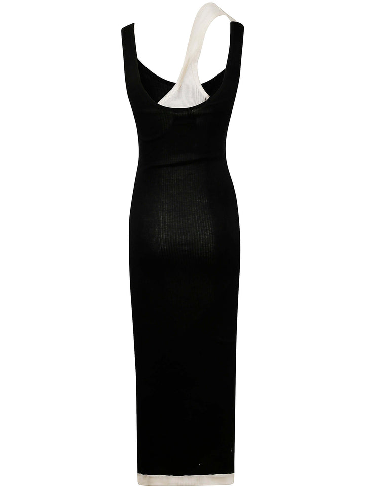 Jean Paul Gaultier Women Cotton Ribbed Twisted Double Layer Sleeveless Dress